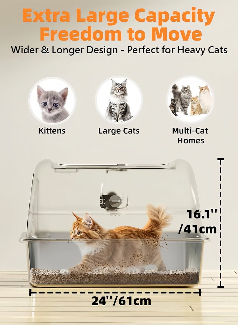 Kidle Stainless Steel Cat Litter Box with Steps & Scoop High Sides Metal Cat Litter Box with Lid Easy to Clean Non Sticky and Anti-Leakage - Image 5
